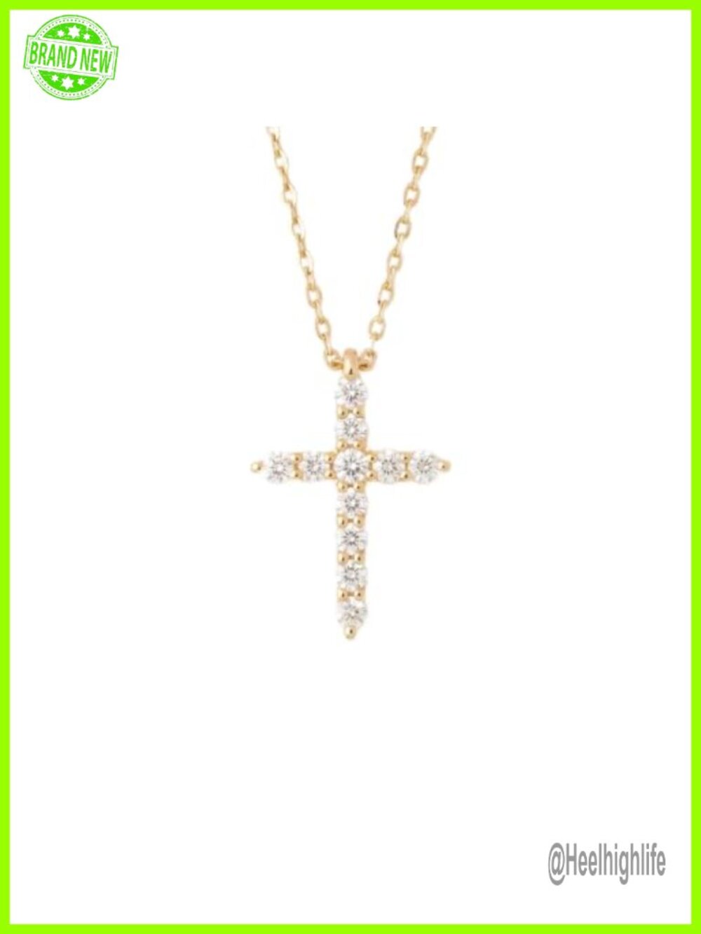 14K Solid Gold Pave Diamond Cross Necklace Dainty Fine Jewelry Gift